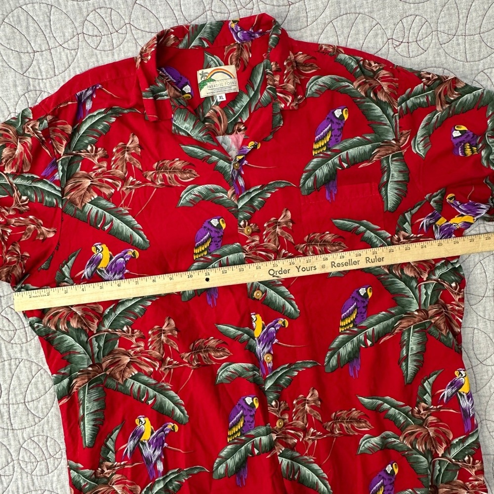 Paradise Found Hawaiian Shirt Red Parrot Tropical / Men's Extra Large - Picture 4 of 7